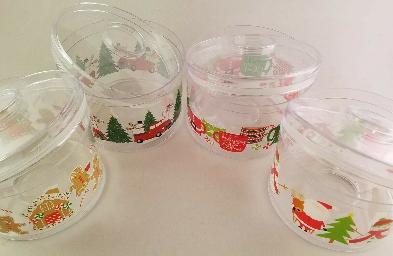 Christmas Plastic Candy Jars Clear Plastic 4.5’Hx5.5D” Select Theme