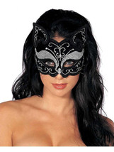Forum Fancy Cat Style Venetian 1/2 Mask, Black/Gold, One Size - $43.05