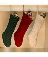 3pk Christmas Stocking Woolen Yarn Holiday Classic Solid Color Knit Smal... - $21.99