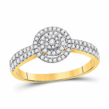 10kt Yellow Gold Womens Round Diamond Halo Cluster Ring 3/8 Cttw - $515.00