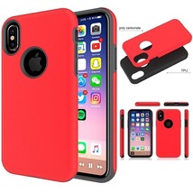Red Hybrid Case for Apple iPhone X / XS Shockproof Heavy Duty Rugged Hard Cover image 2