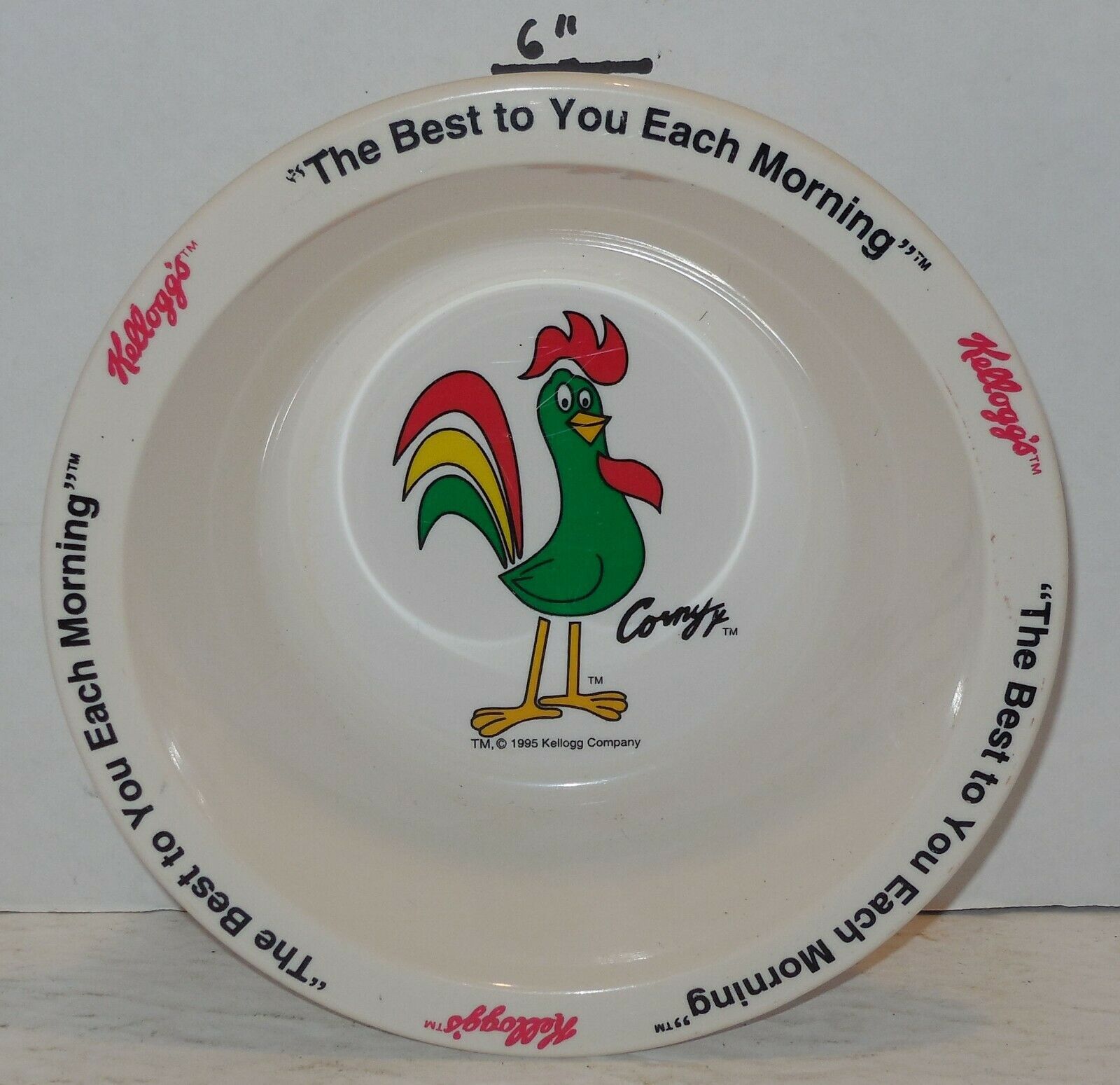 Primary image for Vintage 1995 Kelloggs Breakfast Cereal Bowl "Corny The Rooster" Rare HTF