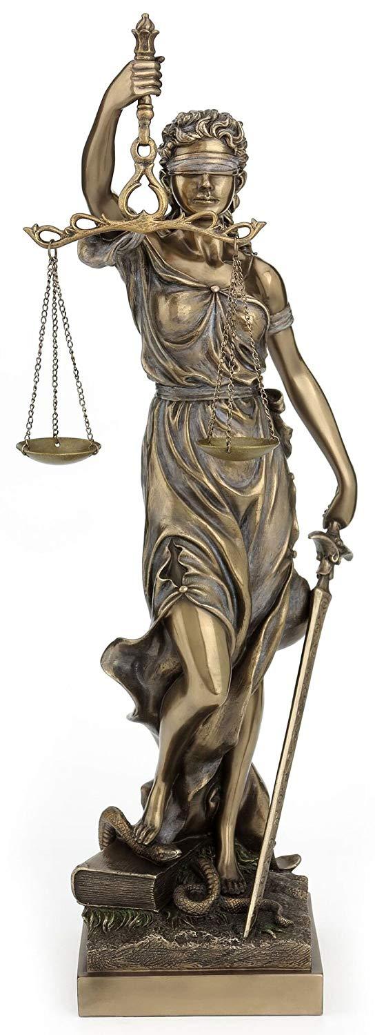 Large Bronze Finish Lady Justice 18 Inch Statue Sculpture - Art Sculptures