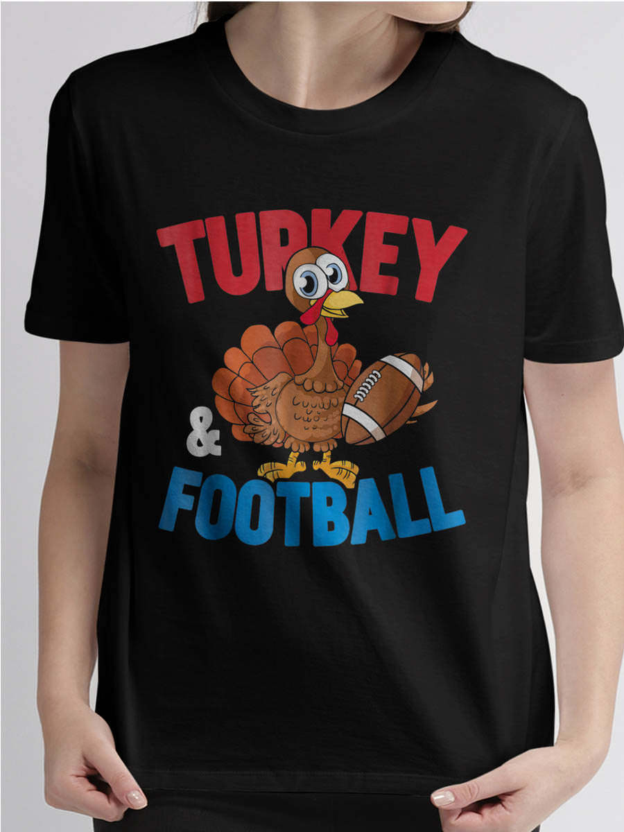 Thanksgiving Football T-Shirt Funny Turkey Gift - T-Shirts ...