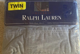 Ralph Lauren Home Collection Blue Chambray Cotton Flat Sheet Twin Flat VTG - $37.99