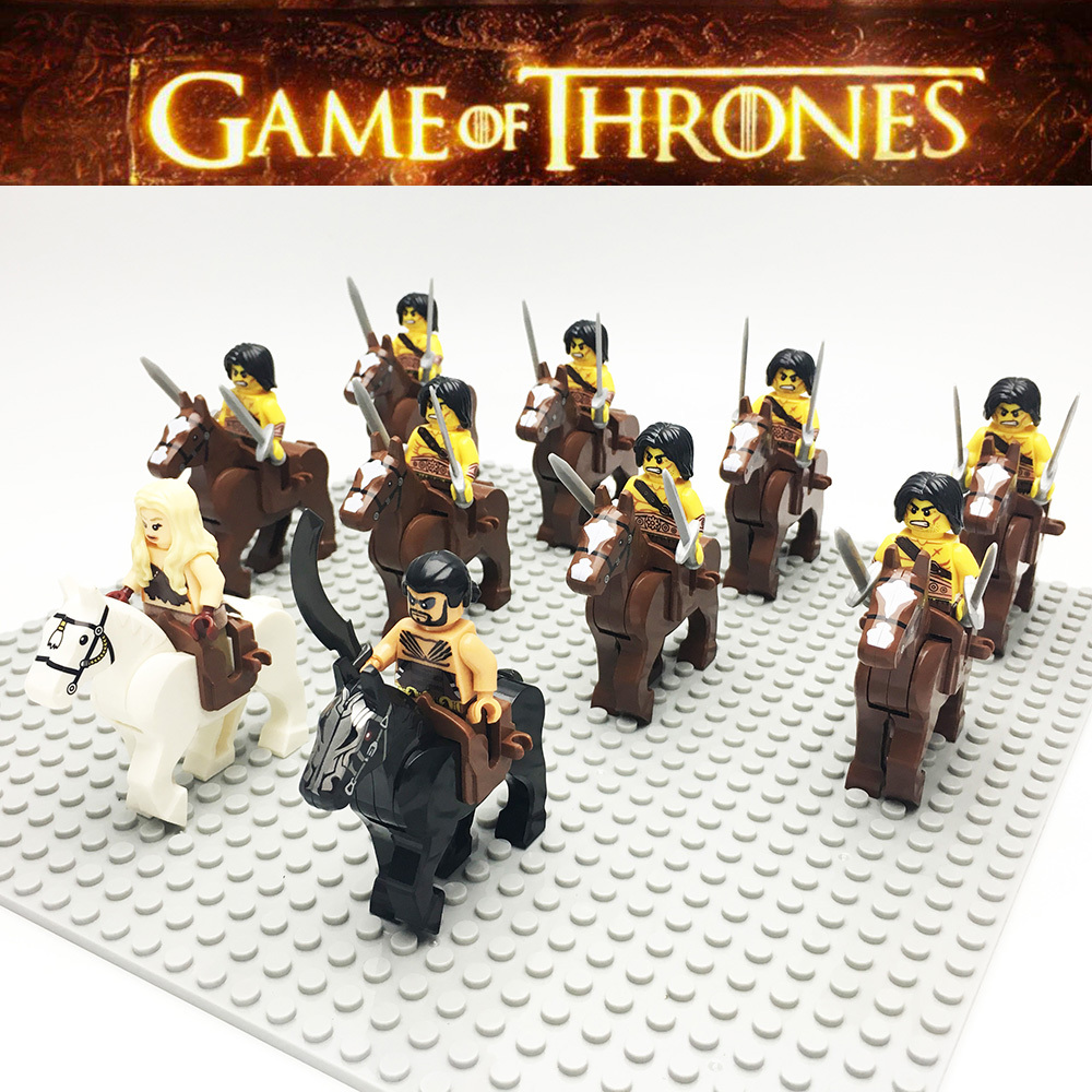 20PCS MOC Game of Thrones Khaleesi Khal Drogo Army+Horse Minifigures Bricks Toys