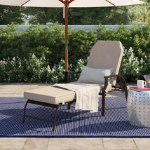 Outdoor Patio 82'' Long Reclining Single Chaise with Cushions