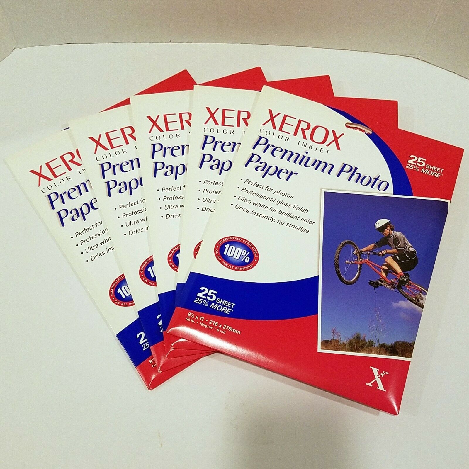 Primary image for 125 sheets 8.5 x 11 Xerox Color Inkjet Premium Photo Paper 5 Packs of 25  SEALED