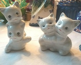 Two Vintage Porcelain Ceramic Figurine Two Cats Kittens Playing - China - $12.19