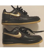 NIKE Air Force 1 Low Top Black Holographic Gold Heat Vintage Unisex Sneakers 7.5 - $123.75