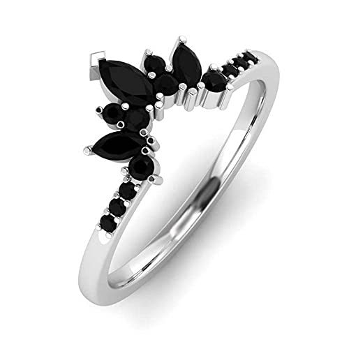 Elegant Touch Black Diamond 14k White Gold Over .925 Sterling Silver Curved Enga
