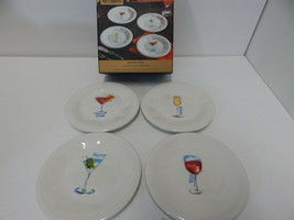 Pier 1 Imports Ceramic Appetizer Plates Drink Wine Martini Cosmo - $34.60