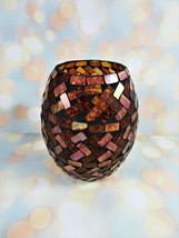 Illuminations Mosaic Glass Votive Holder Amber Root-Beer Iridescent 4.5&quot;... - $16.82