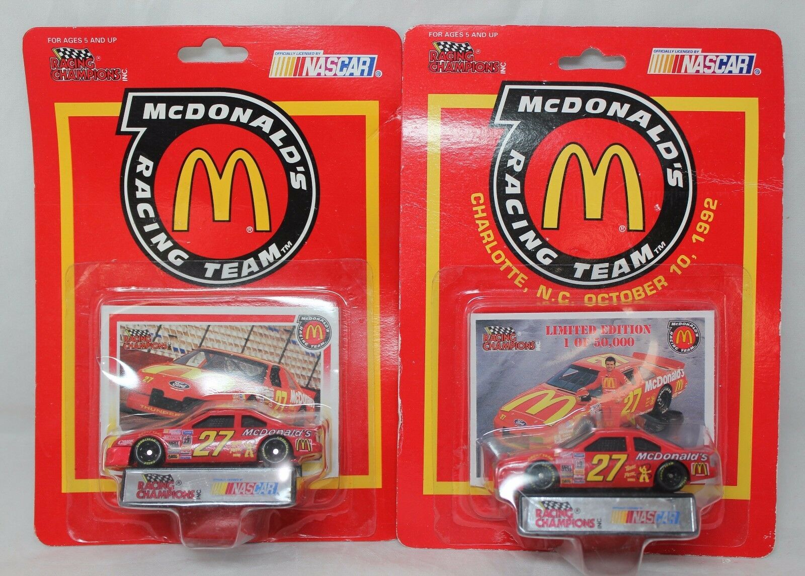 1992 Racing Champions 1:24 Diecast NASCAR Hut Stricklin McDonald's Thunderbird 