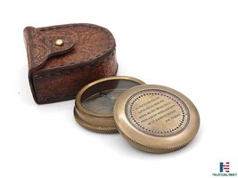 NauticalMart Vintage Brass Compass with Leather Case image 3
