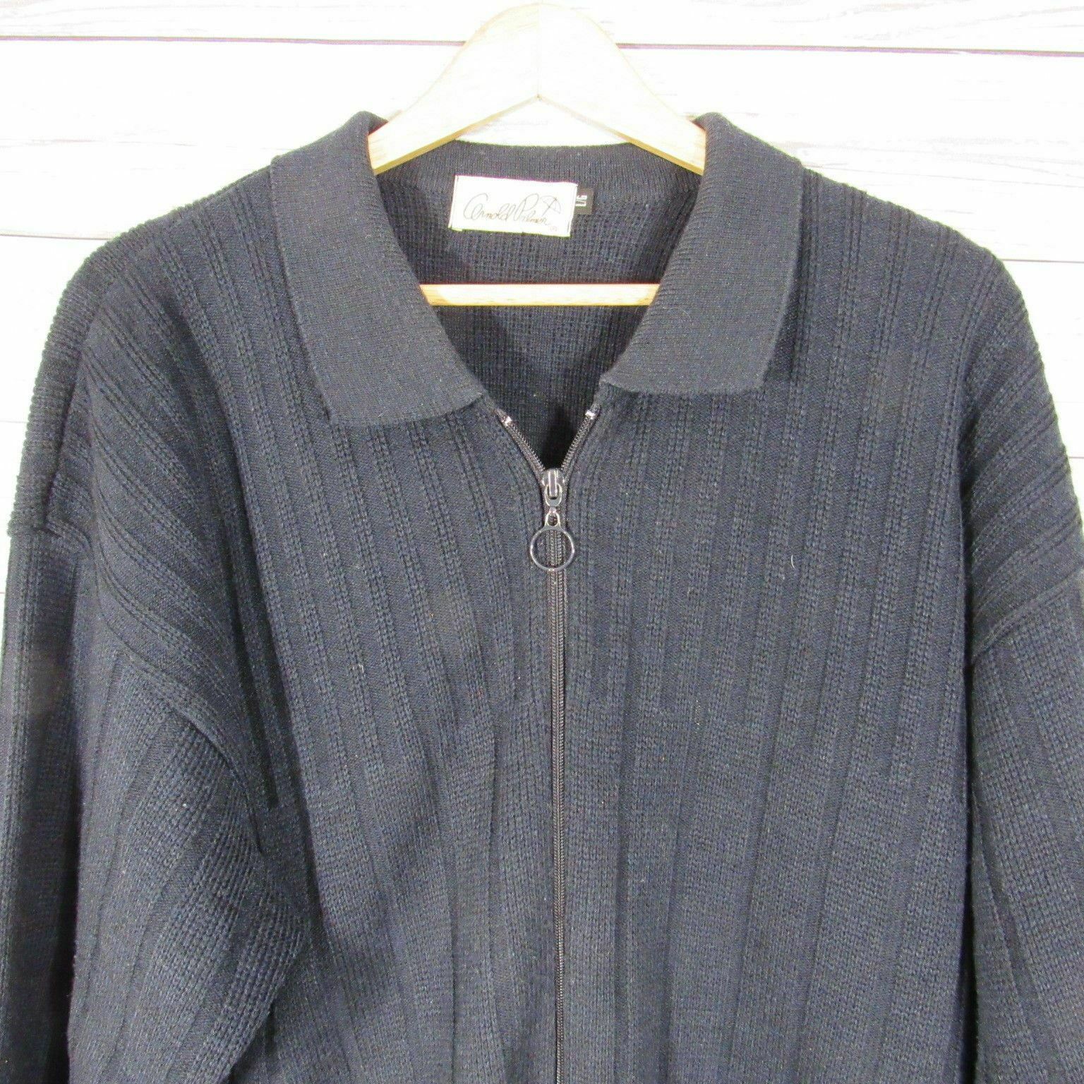Arnold Palmer Sweater Jacket Mens Large L Full Zip Navy Golf Knit Vtg ...