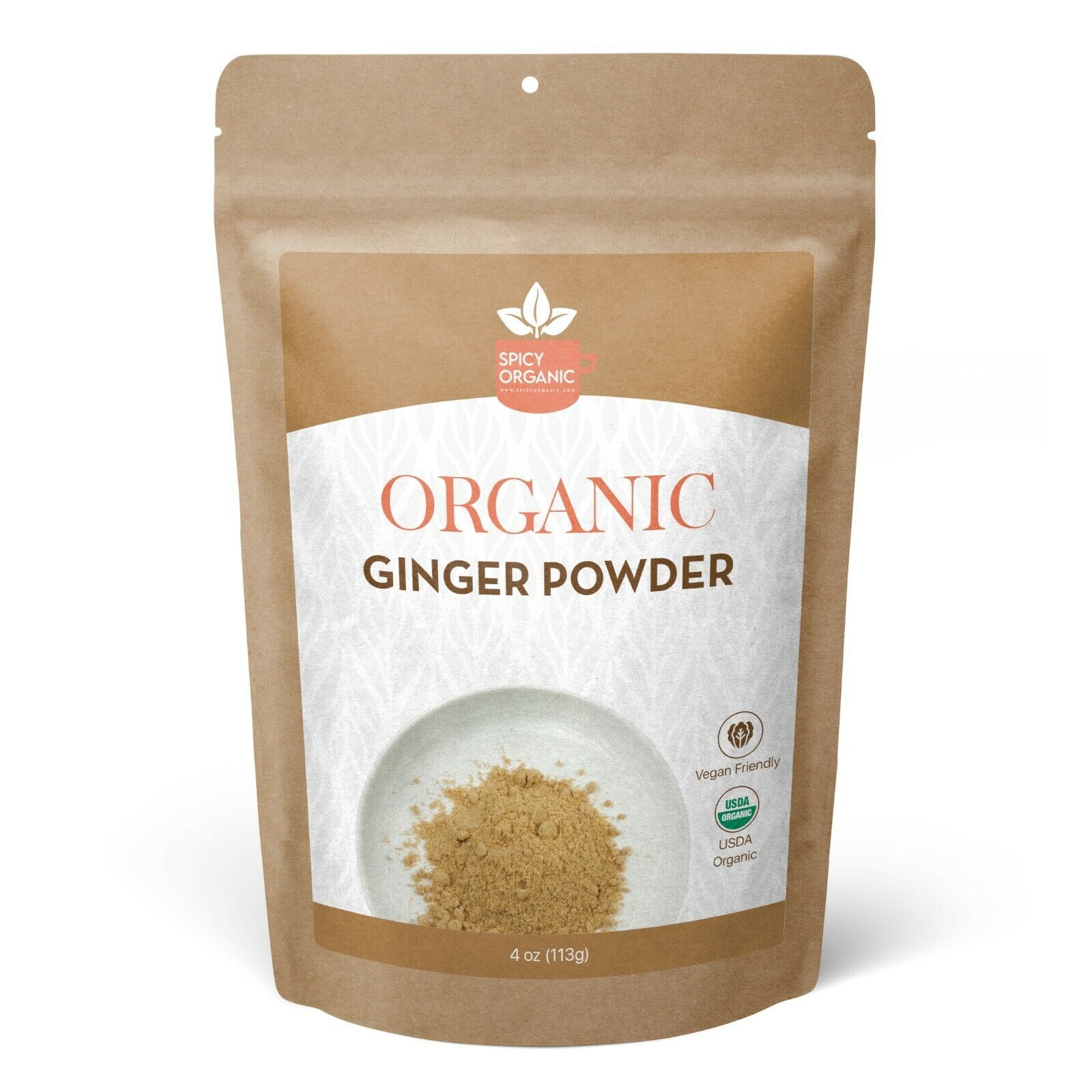 Organic Ground Ginger Powder (4 OZ) Pure and Raw Ginger Powder for Beverages