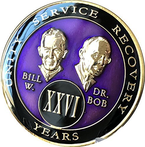 26 year AA Medallion Purple Tri-Plate Founders Bill & Bob Chip XXVI