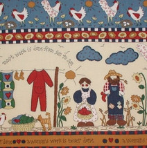 Rooster Chicken Fabric Country Flour Sack Pie Wash Board Cat Baby Cotton... - $16.00