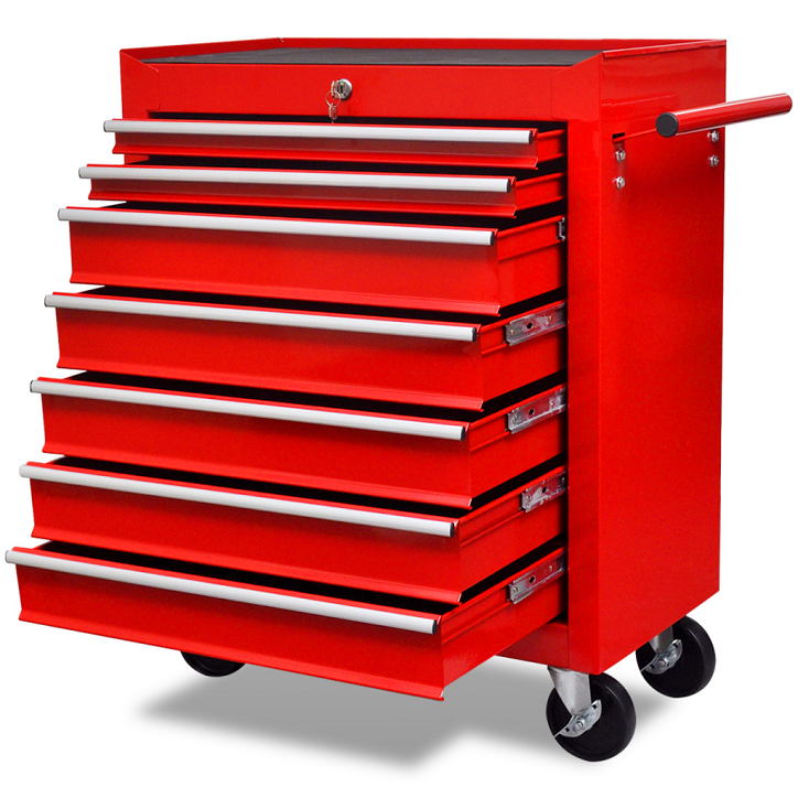 Tool Box 7 Drawers Lockable Garage Handy Organize Trolley