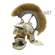 White Crested Optio Helmet with Blonde Plume By NauticalMart