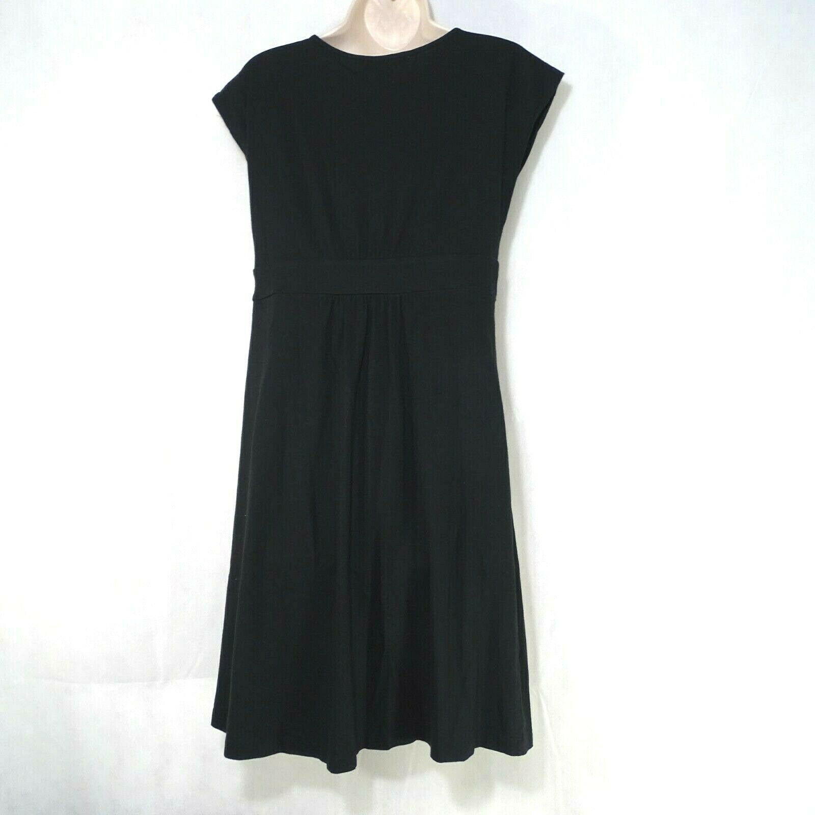 Ann Taylor Loft V-neck A-line Dress Stretch Knit Black Women Size S ...