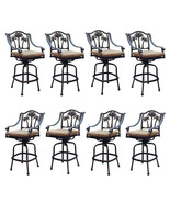 Patio palm tree cast aluminum barstool set of 8 outdoor swivel bar stool... - $2,578.00