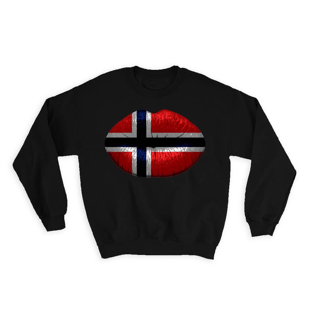 Lips Norwegian Flag : Gift Sweatshirt Norway Expat Country For Her Woman Feminin - $28.95