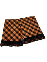 VTG Set Pair 25.5&quot; Kitchen Hand Dish Towels Halloween Black Orange Plaid... - $15.83