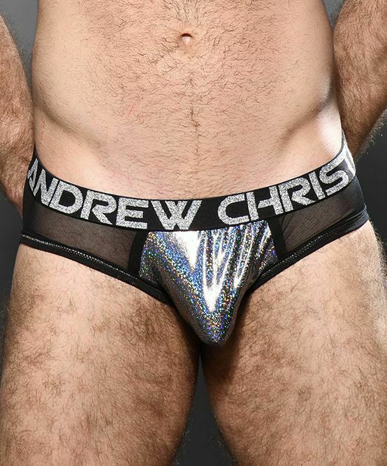 Andrew Christian Shimmering Briefs Universe Mesh Silver Brief 92172 36
