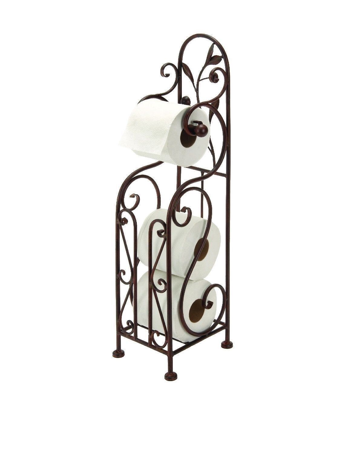 Bronze Toilet Paper Stand Holder Bathroom Tissue Rack Tower Floor Metal