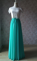 Blue Green Maxi Chiffon Skirt Silk Chiffon Maxi Skirt Wedding Chiffon Skirt image 6