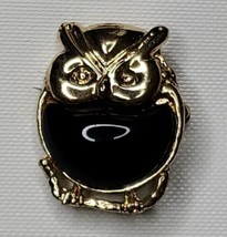 Brooch Pin Owl Fashion Jewelry Gold Black Tone 1.25" wide 1.5" tall - $9.59