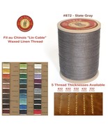 Fil Au Chinois 50g &quot;Lin Cable&quot; WAXED LINEN - #872 Slate GRAY - for solid... - $27.00