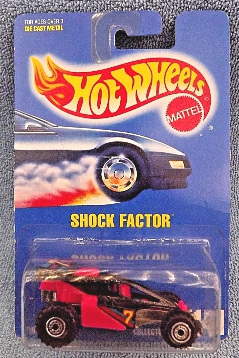 1991 Vintage Hot Wheels Blue Card Collector No 141 SHOCK FACTOR Pink