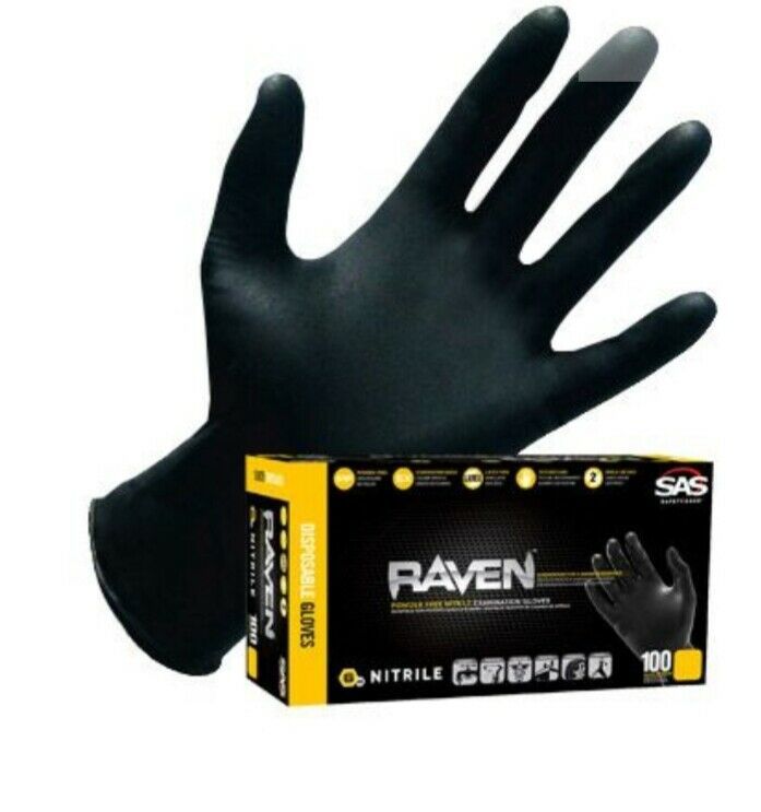 SAS Safety 66516 Raven PF NFPA Nitrile Exam Gloves - Small 2 PACK ...