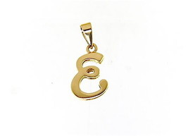 18K YELLOW GOLD LUSTER PENDANT WITH INITIAL E LETTER E MADE IN ITALY 0.71 INCHES image 1