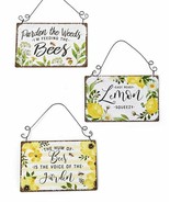  Bee Themed Signs Metal w Black Metal Hanger-Each with Sentiment Set of 3 - $44.54