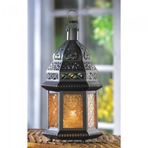 Large Yellow Glass Moroccan Lantern - $27.00
