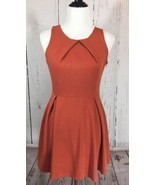 Alythea Size Medium Orange Sleeveless Dress Pleated Skirt Stretch Knit - $20.09