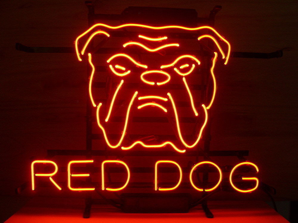 New Red Dog Beer Bar Neon Sign 20"x16" - Other Collectible Lighting