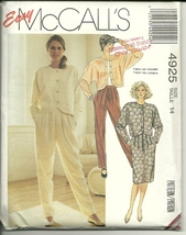 McCall&#39;s Sewing Pattern 4925 Women&#39;s Suit Pants Skirt Jacket Top Size 14... - $9.99