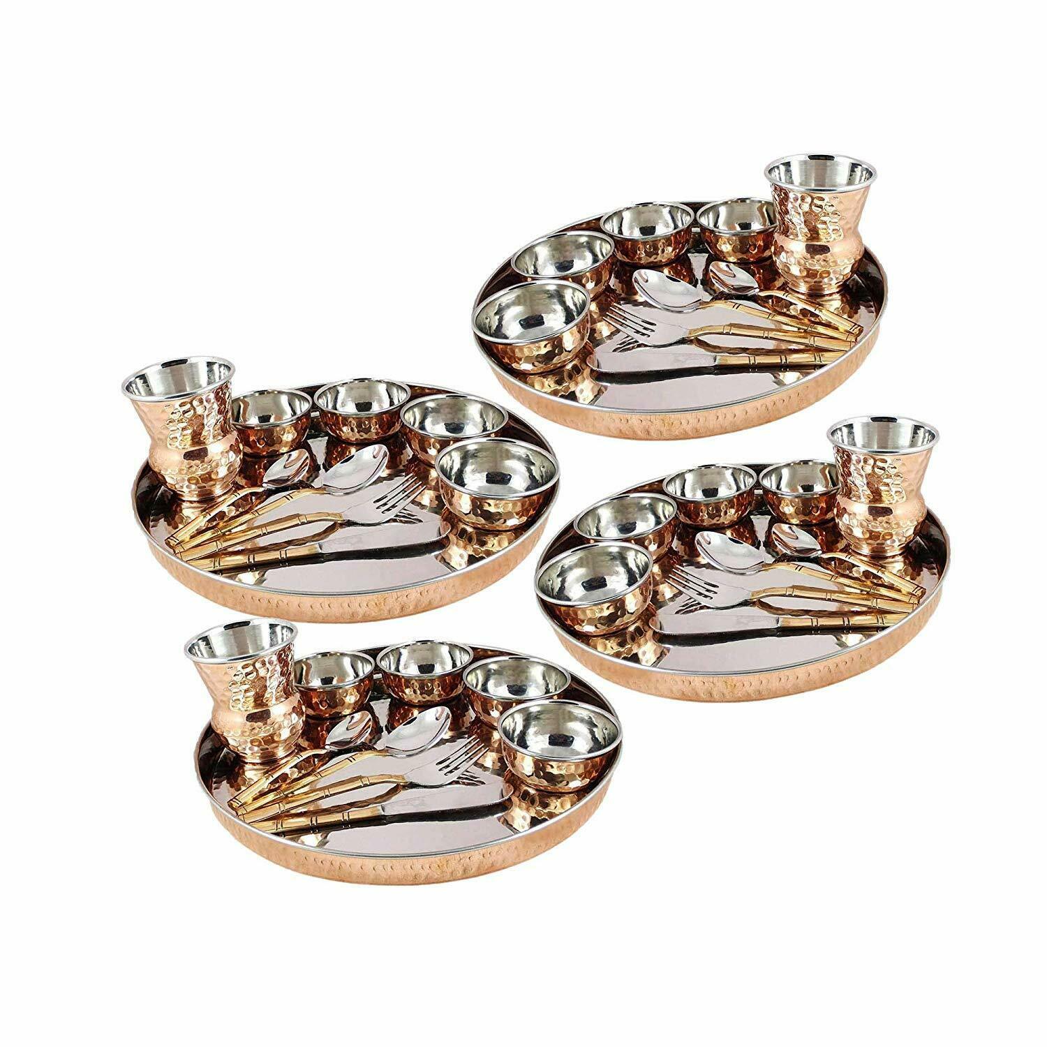 Pack of 20 Set Dinnerware Stainless Steel Hammered Copper Traditional