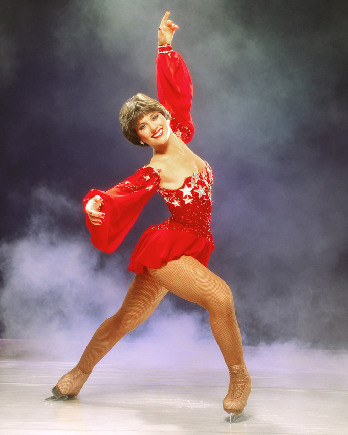 Dorothy Hamill 1984 Ice Skater Pose in red costume Olympic Champion