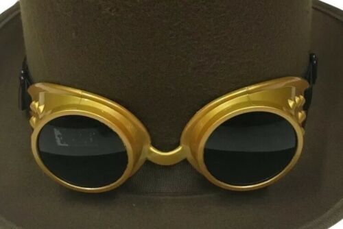 Steampunk Pilot Gold goggles Adult costume accessory New In Package