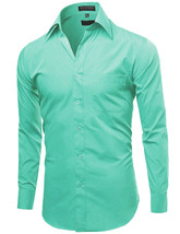 Omega Italy Men's Long Sleeve Regular Fit Aqua Dress Shirt w/ Defect - L image 2