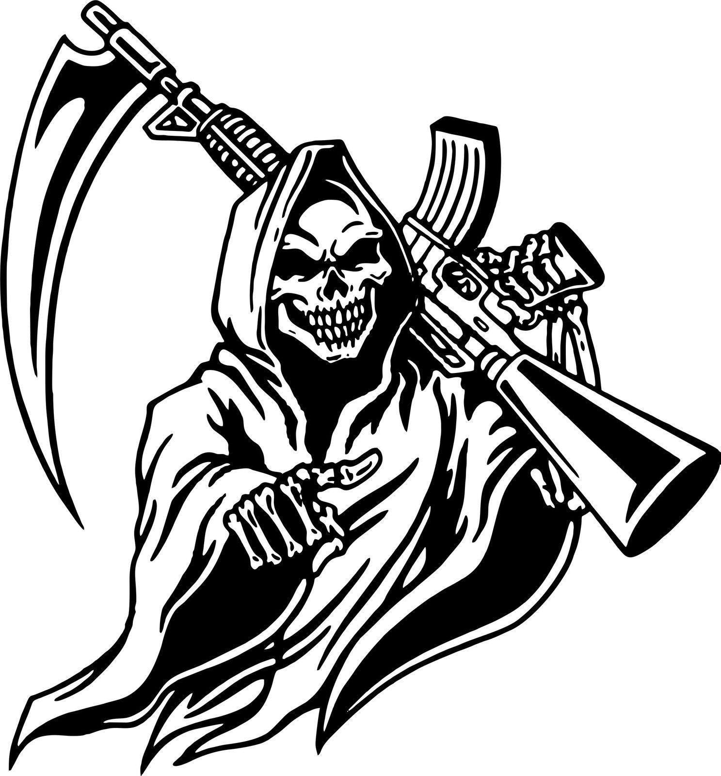 Grim Reaper Machine Gun Skull Hunting Car Truck Window Large Vinyl