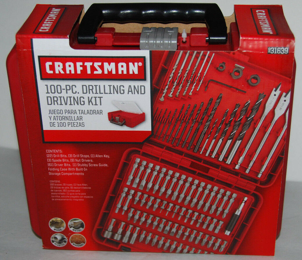 Craftsman 100 Pc Drilling Driving Bit Accessory Kit 931639 ACM1001 Case Set NEW Mixed Tool Sets