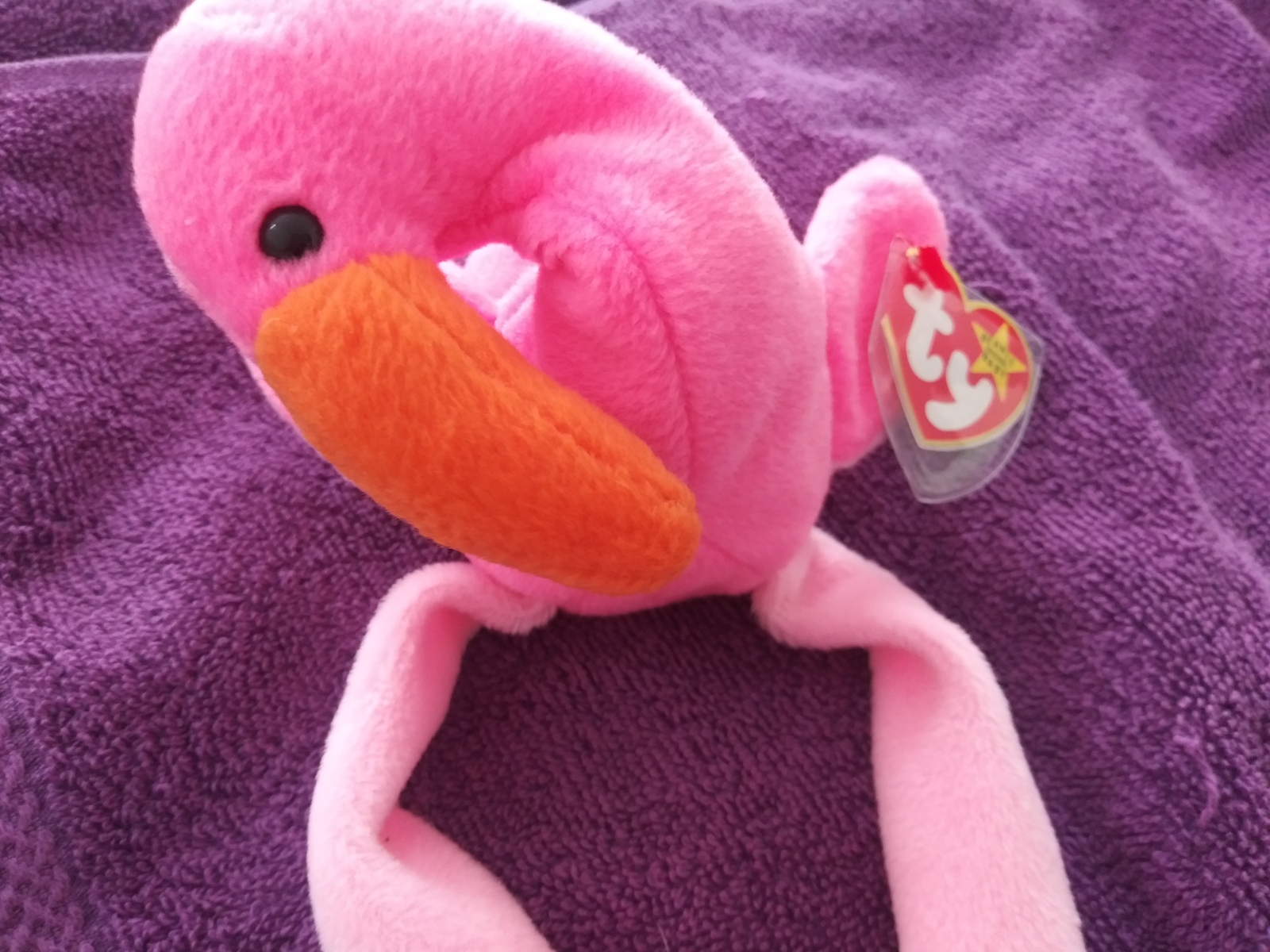 Retired 1995 Ty Pinky the Flamingo Beanie Baby Rare with Errors - Retired