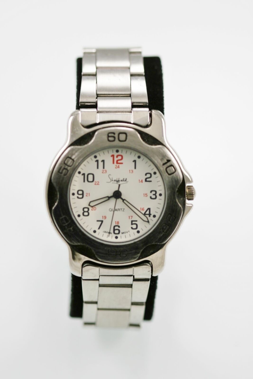 Sheffield Watch Mens 24hr Stainless Silver Steel Water Resistant White